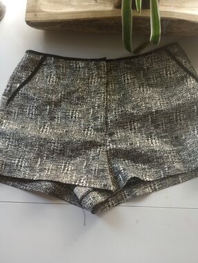 Forever 21 Black and White Textured High-Waist Shorts